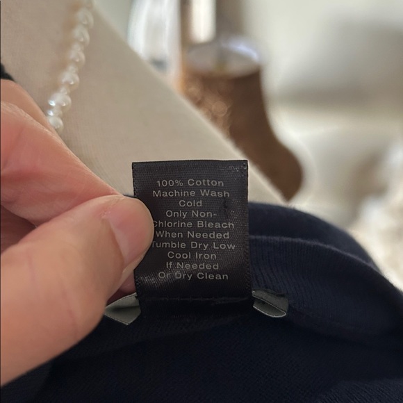 Ann Taylor Vtg navy blue cotton button down classic cardigan sweater L - Picture 9 of 11